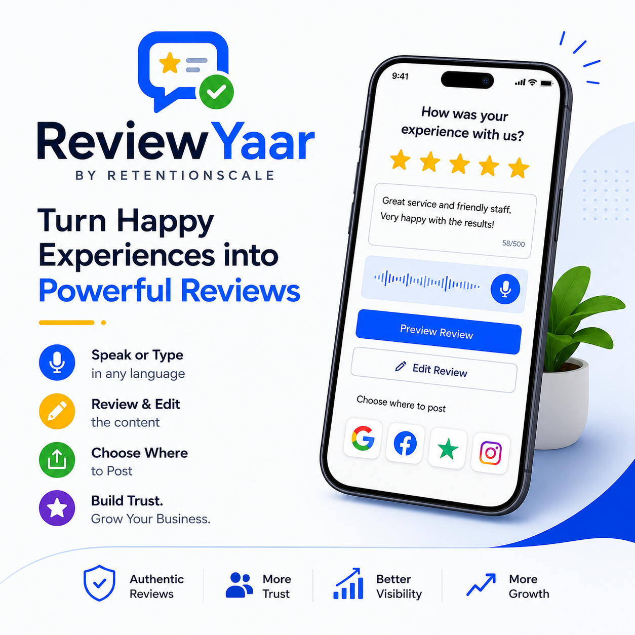 ReviewYaar — Turn happy customers into public proof.